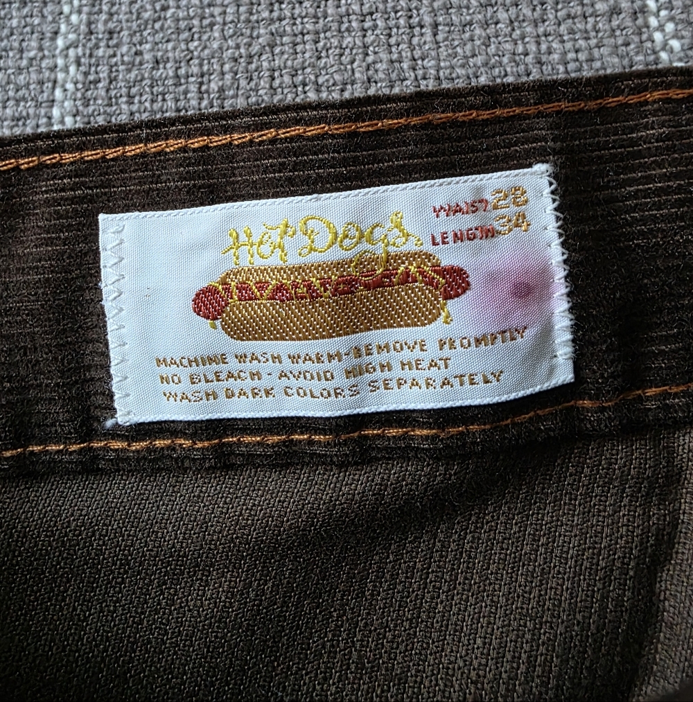 Vtg 70s Deadstock Hot Dogs Corduroy Flare Pants 28 x 34 - Picture 7 of 11